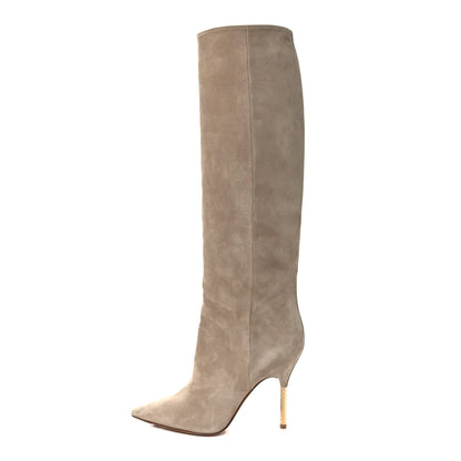 Louis Vuitton Suede Monogram Knee Boots 37 Beige 1 of 8