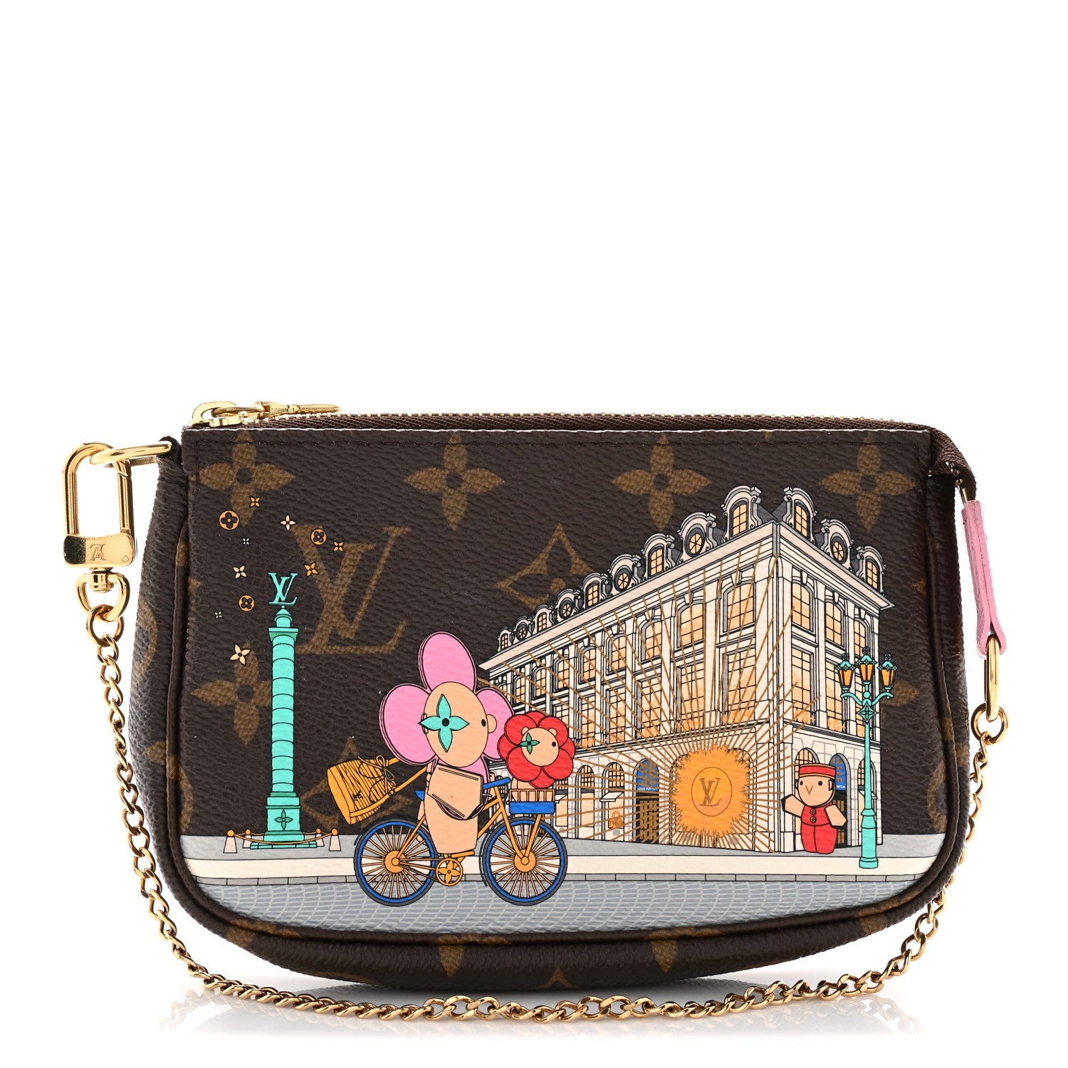 Louis Vuitton Monogram 2022 Christmas Animation Paris Mini Pochette Accessories Pink 1 of 8