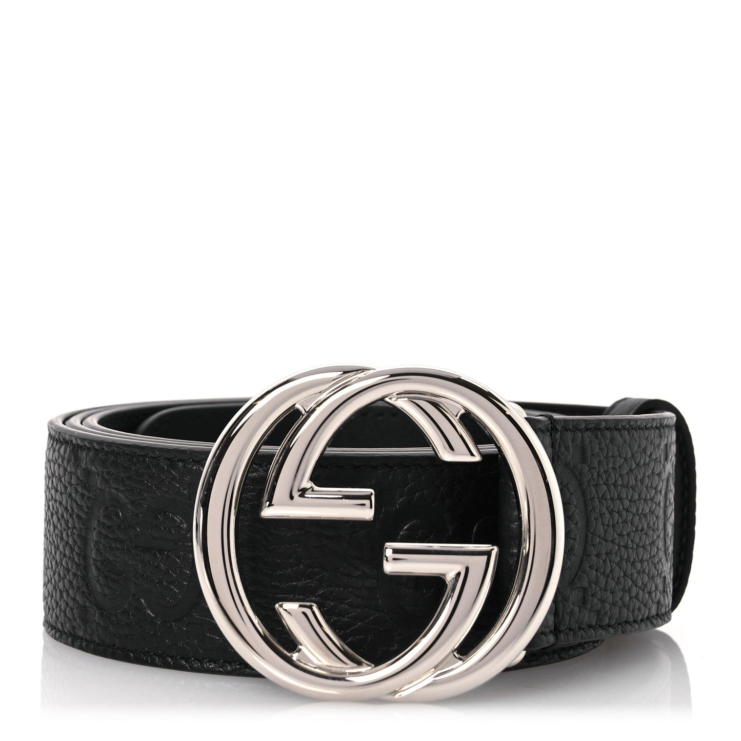 Piuma Calfskin Jumbo GG Embossed Interlocking G 40mm Belt 105 42 Black
