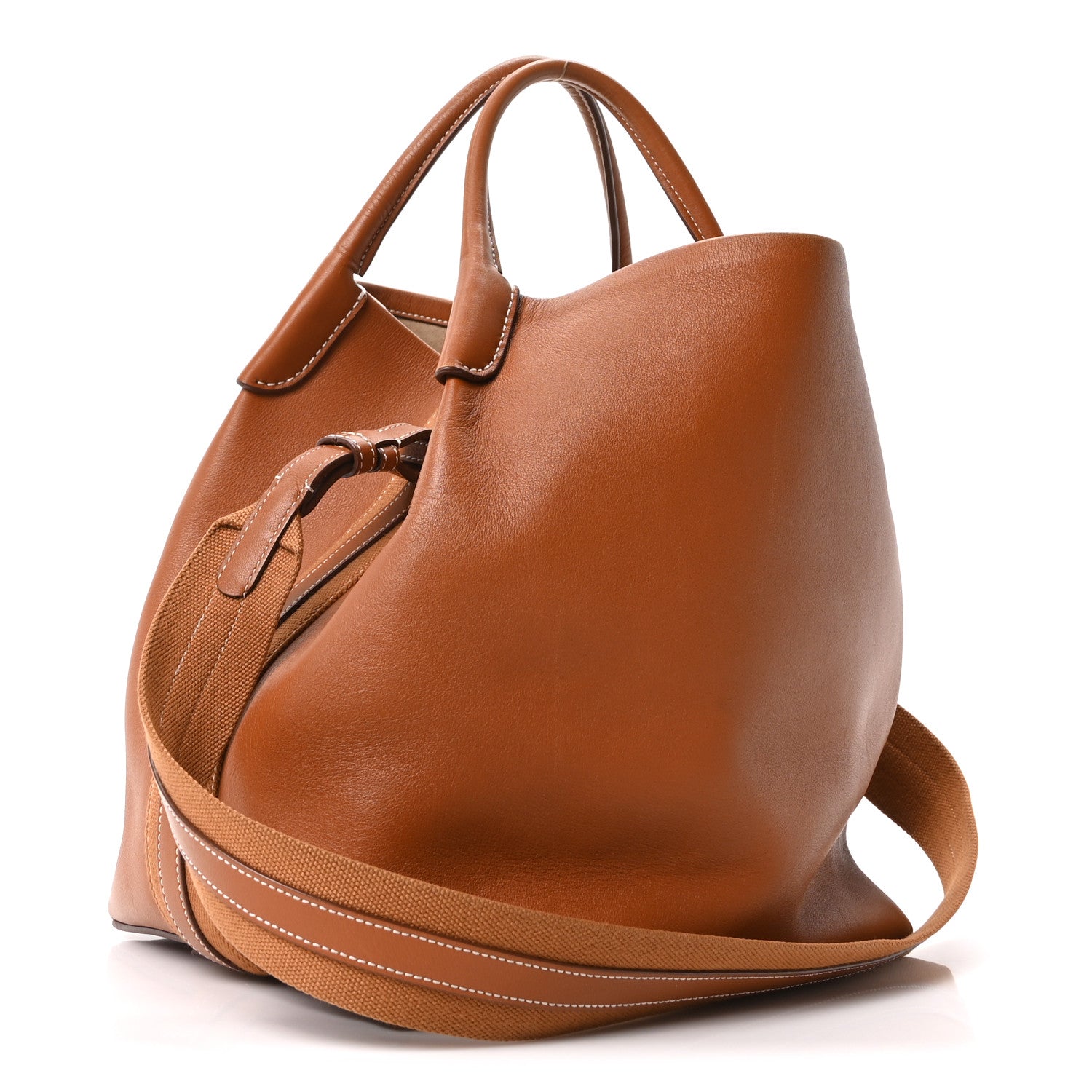 Loro Piana Grained Calfskin Large Bale Bag Cognac 4 of 10