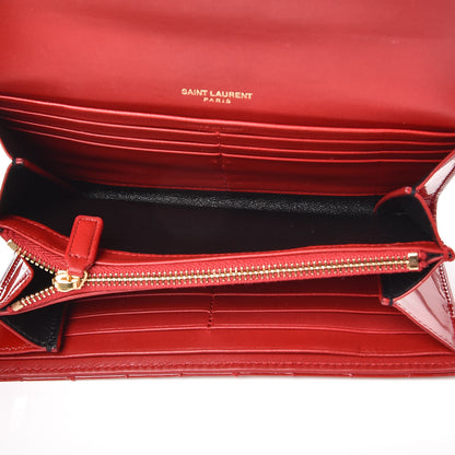 Saint Laurent Patent Calfskin Matelasse Monogram Large Vicky Continental Wallet Rouge Eros 5 of 7