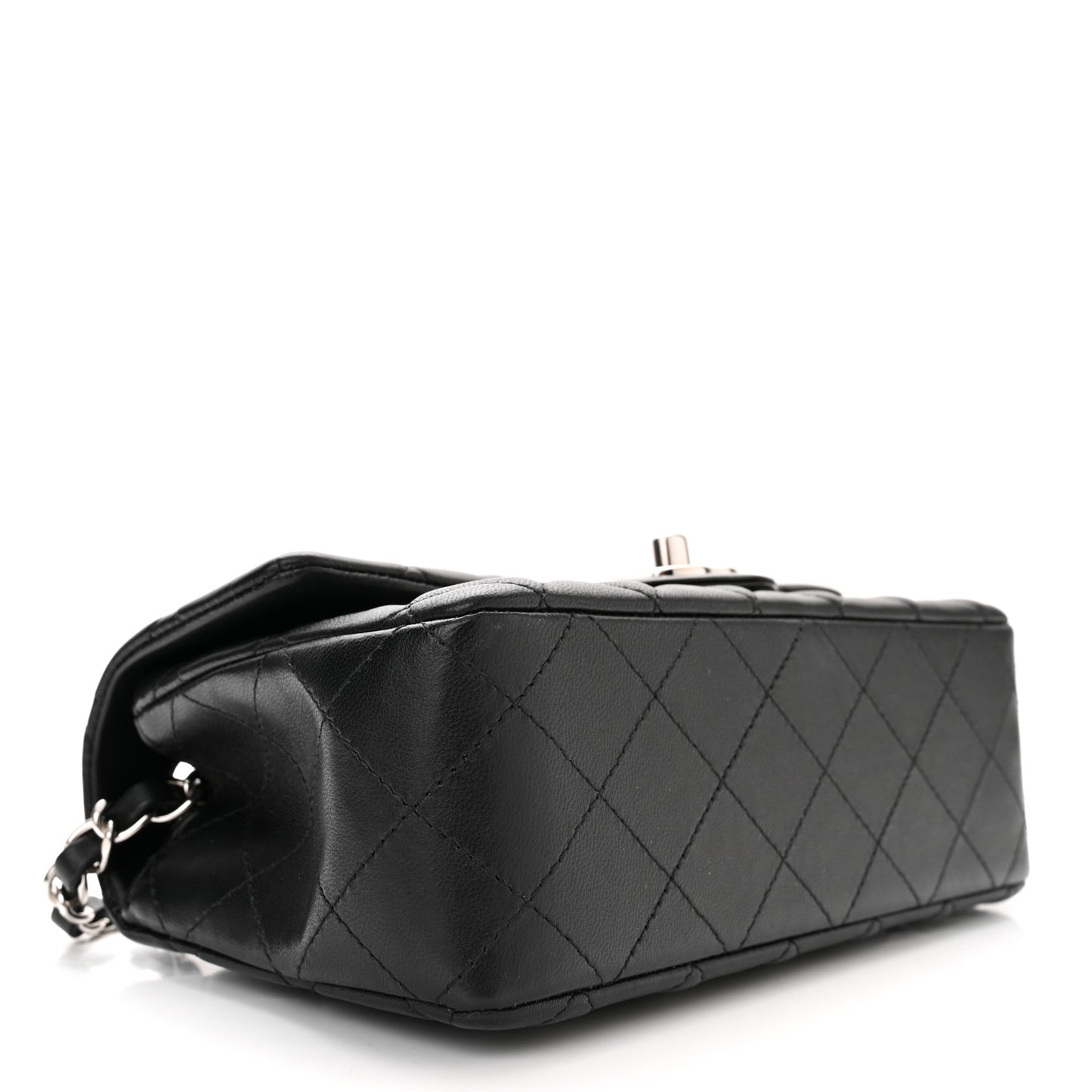 Lambskin Quilted Mini Rectangular Flap Black