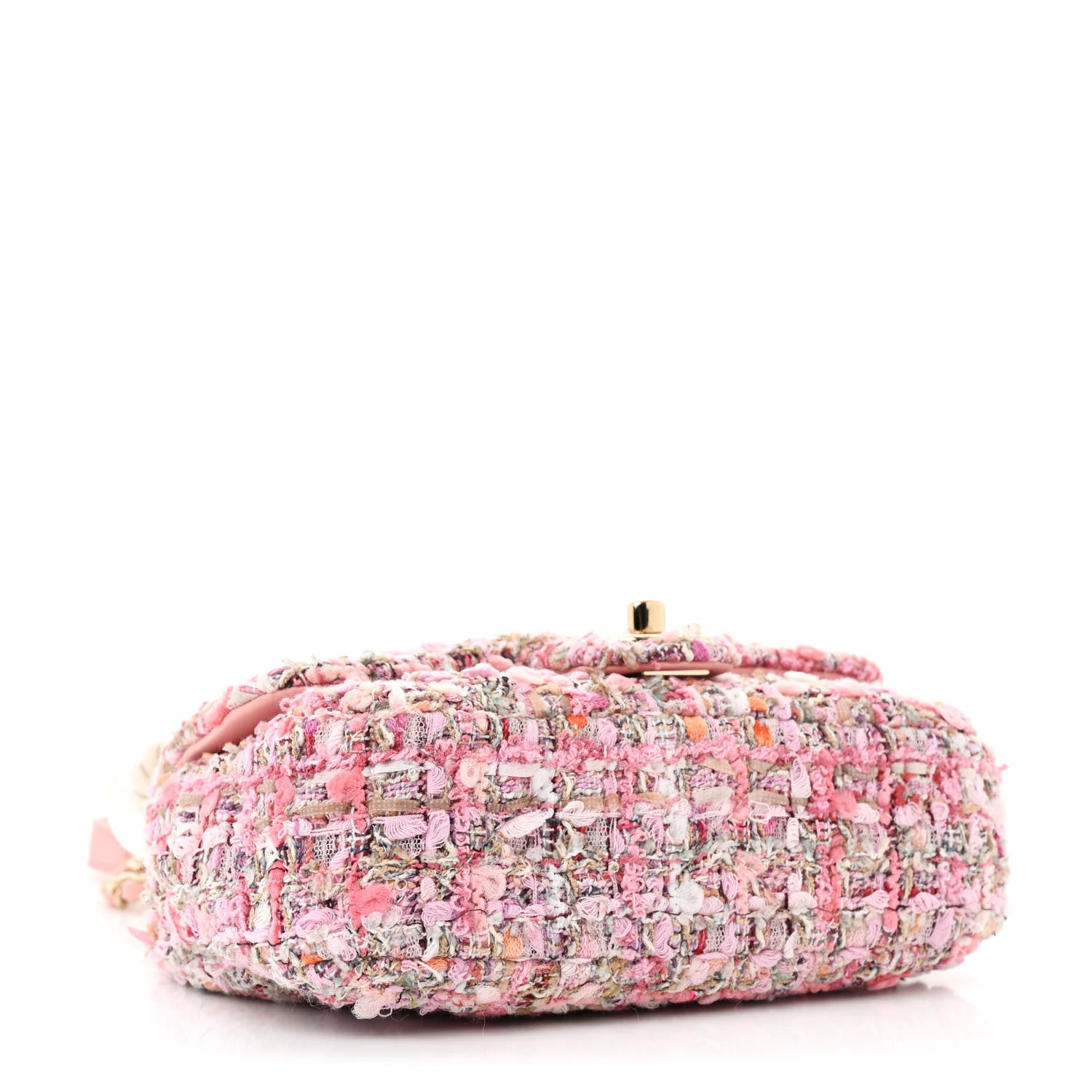 Chanel Tweed Mini Pearl Handle Flap Pink Beige Orange Ecru 4 of 12