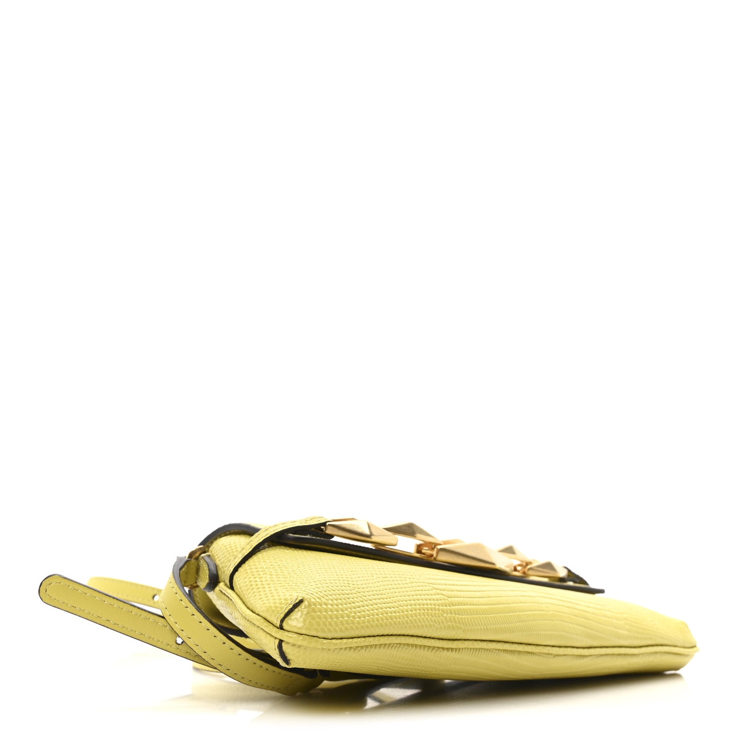 Jimmy Choo Lizard Embossed Diamond Shoulder Bag Yellow 4 of 10