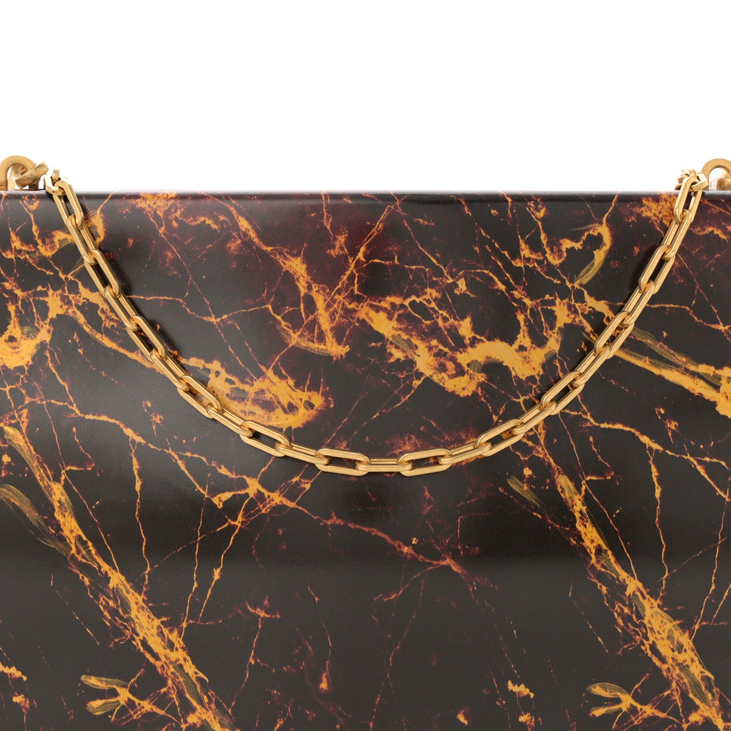 Bottega Veneta Spazzolato Calfskin Chain Clutch Gold Marble 7 of 11