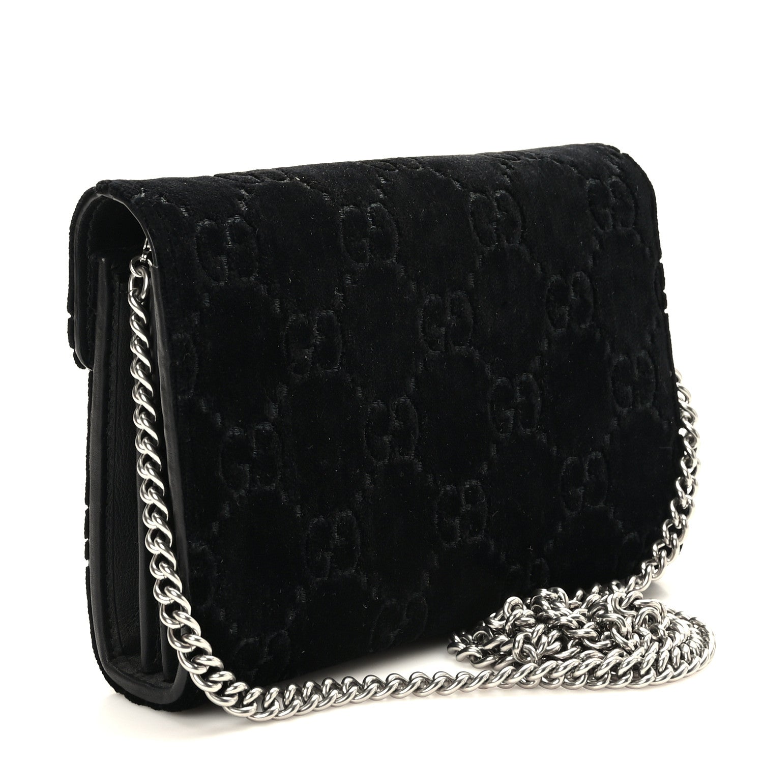 Gucci Velvet GG Monogram Mini Dionysus Chain Wallet Black 3 of 10