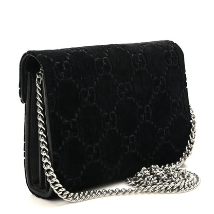 Gucci Velvet GG Monogram Mini Dionysus Chain Wallet Black 3 of 10