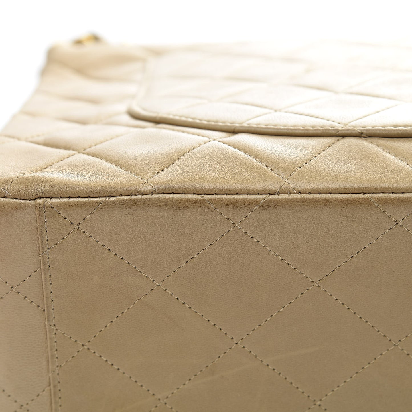 Lambskin Quilted Maxi Single Flap Dark Beige