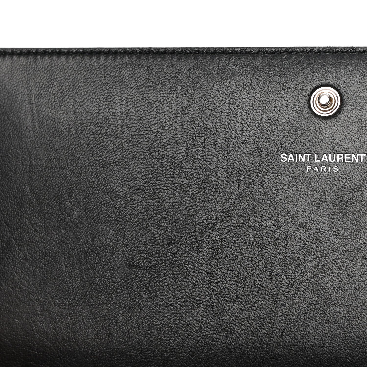 Saint Laurent Calfskin Crocodile Embossed Monogram Chain Wallet Black 13 of 16