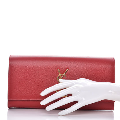 Saint Laurent Grain De Poudre Classic Monogram Cassandre Clutch New Red 2 of 9