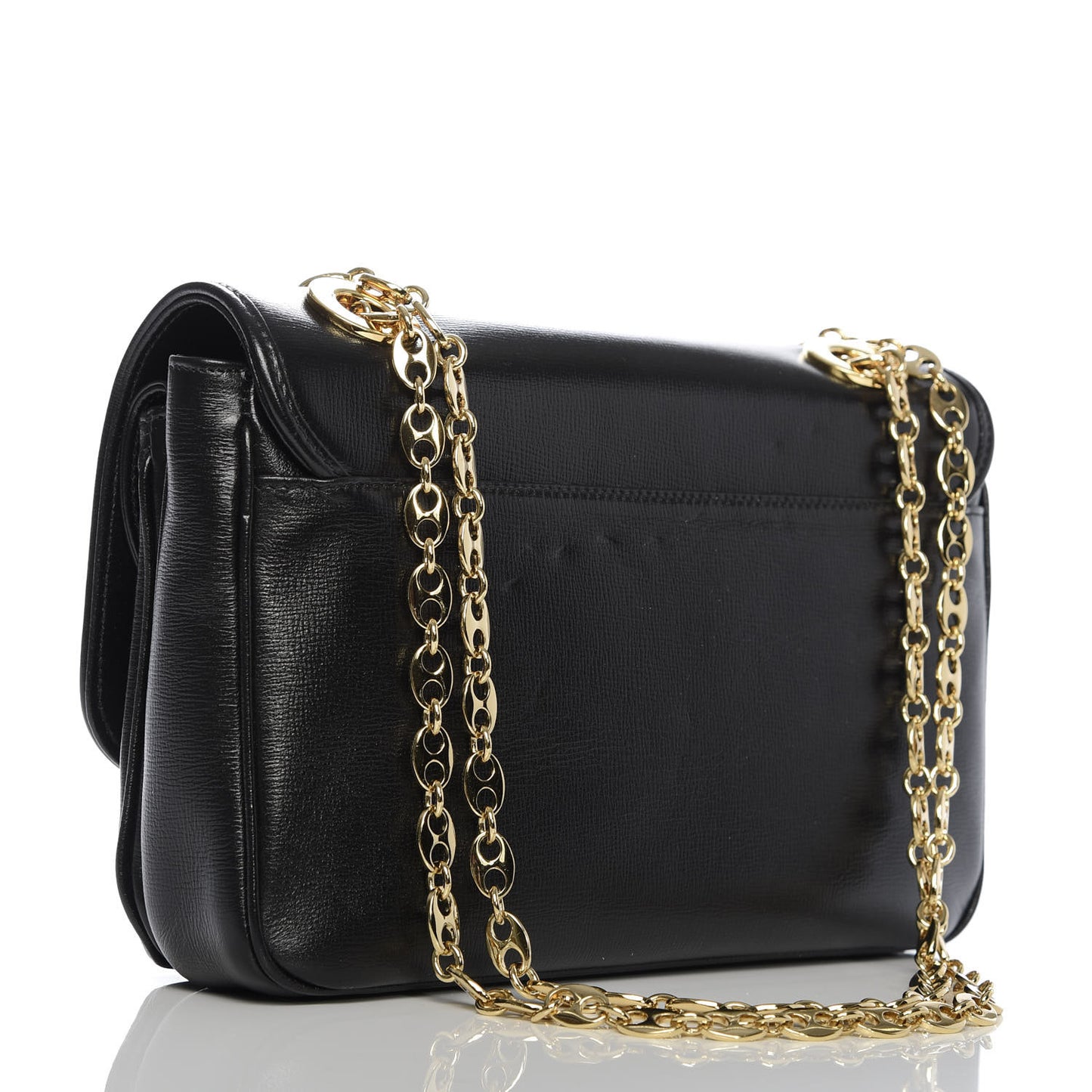 Azalea Calfskin Small Marina Chain Shoulder Bag Black