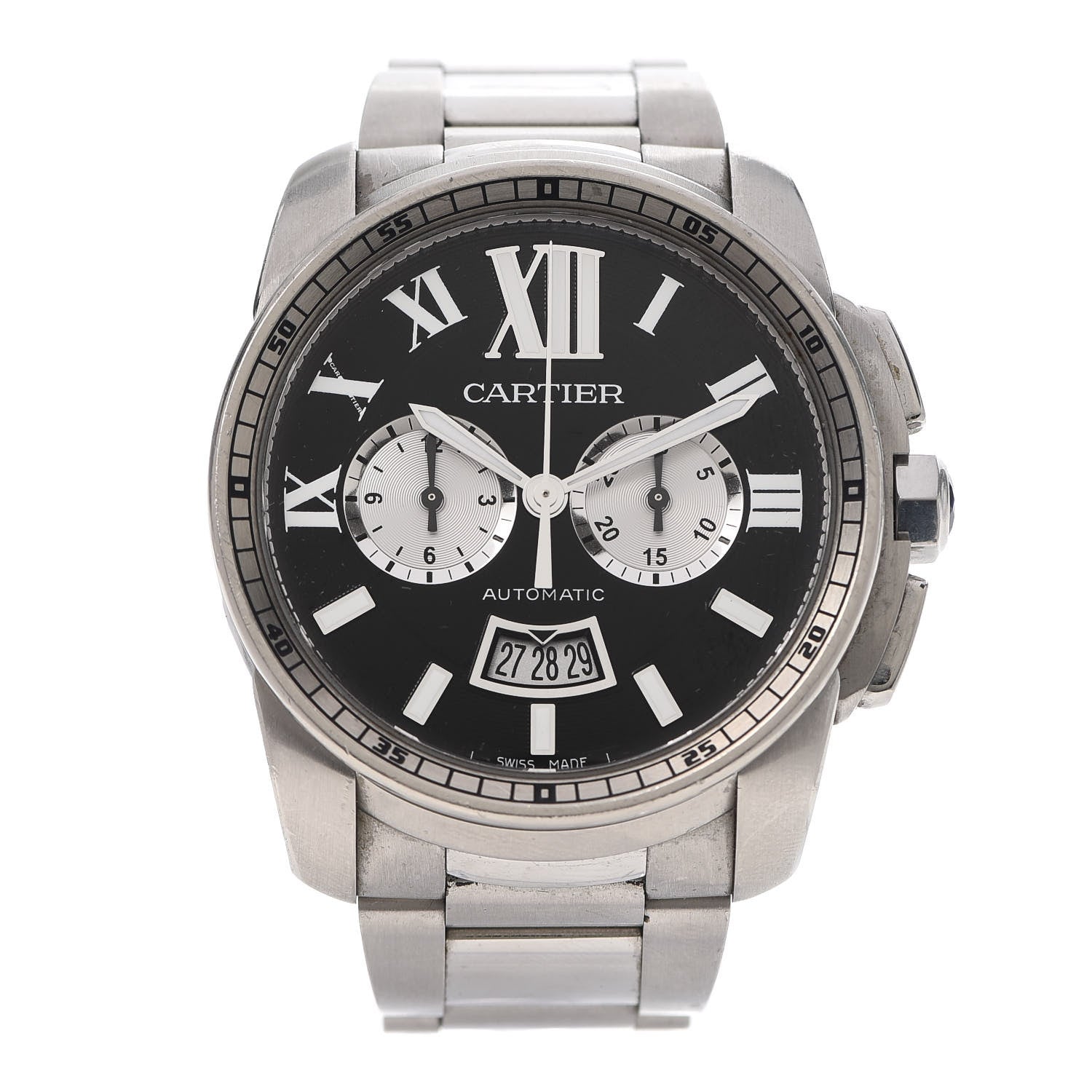 Cartier Stainless Steel 42mm Calibre de Cartier Chronograph Automatic Watch Black 1 of 5