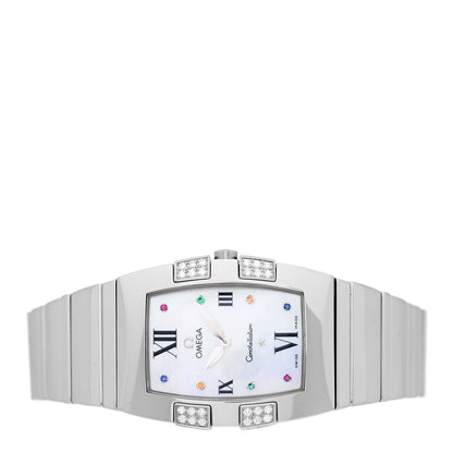 Omega Stainless Steel Diamond Pink Mother of Pearl Multi Gemstone 26mm Constellation Quadrella Quartz Watch 895.1290 2 of 4