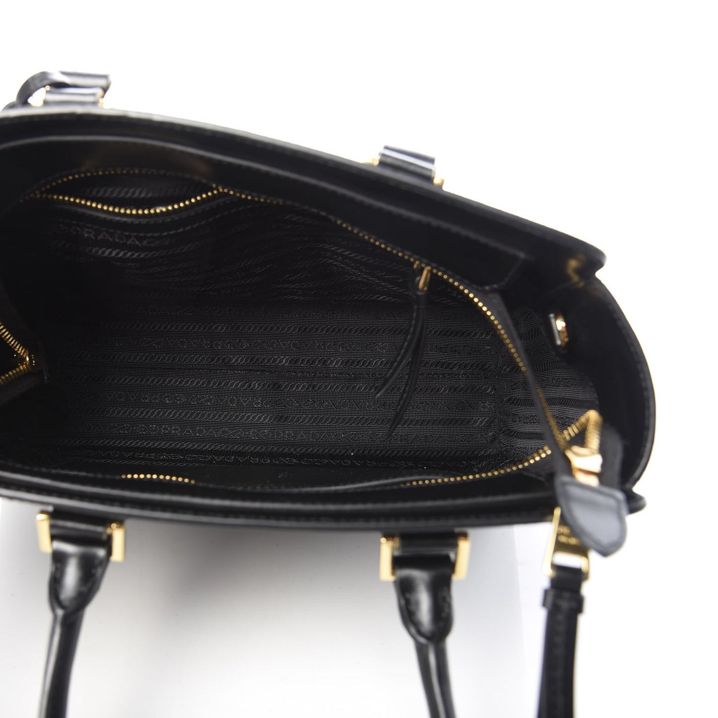 Saffiano Soft Calfskin Small Zippered Tote Black