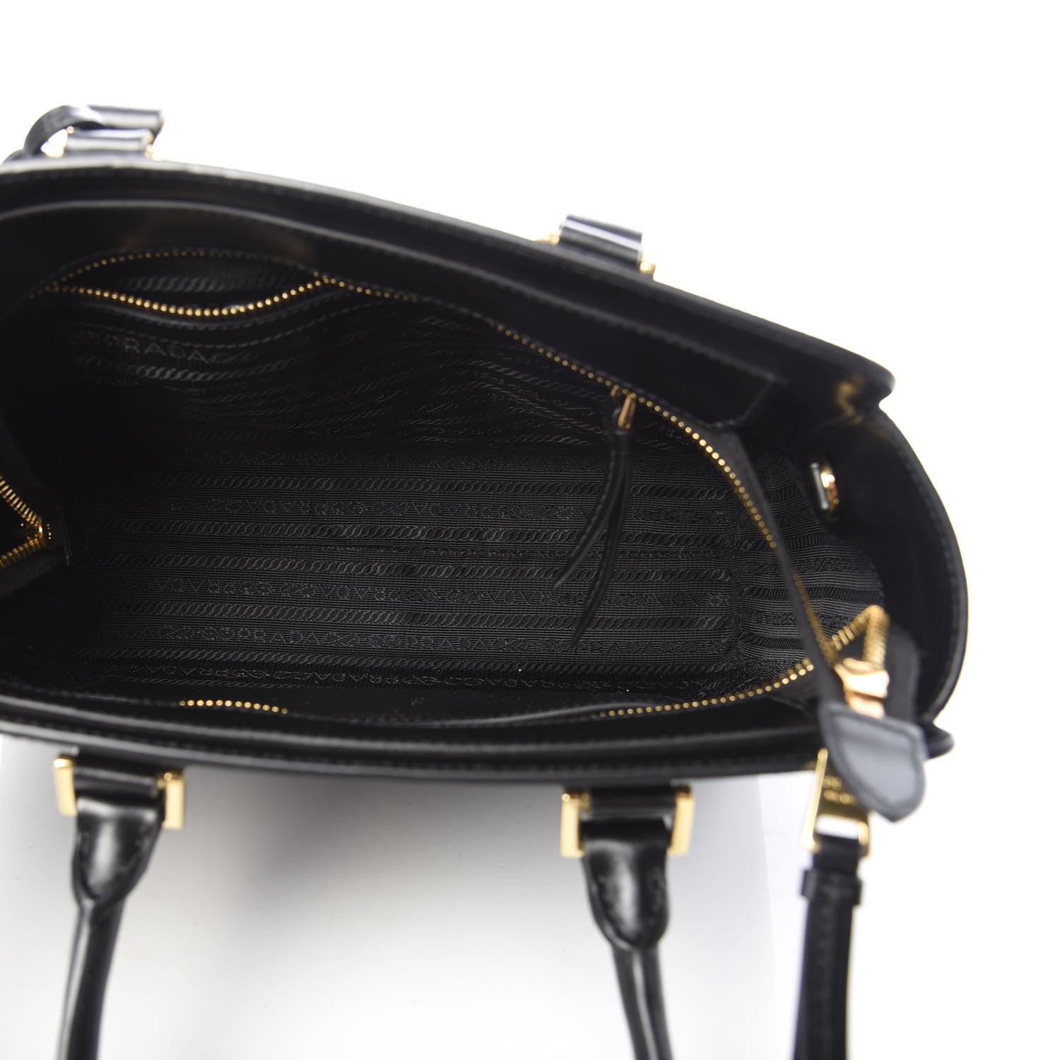 Prada Saffiano Soft Calfskin Small Zippered Tote Black 5 of 12