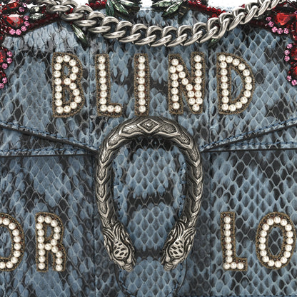 Gucci Snakeskin Blind For Love Embroidered Small Dionysus Shoulder Bag Ultramarine Multicolor 8 of 11