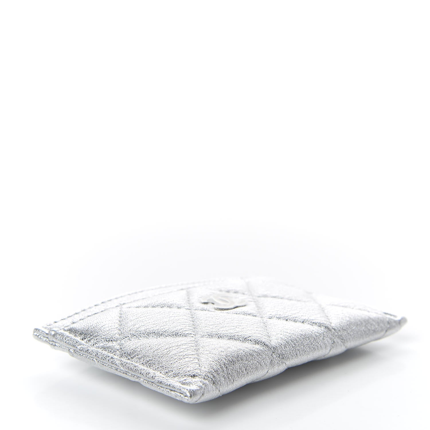 Chanel Metallic Lambskin Quilted Card Holder Silver 4 of 9