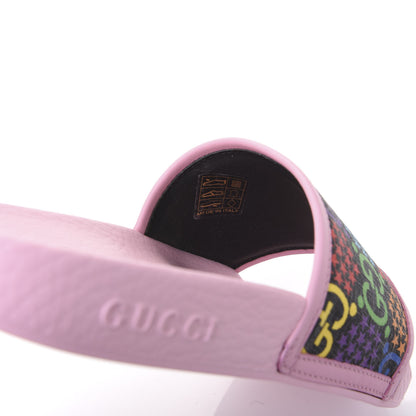 Gucci GG Supreme Monogram Psychedelic Slide Sandals 38 Black Multicolor Sugar Pink 7 of 8