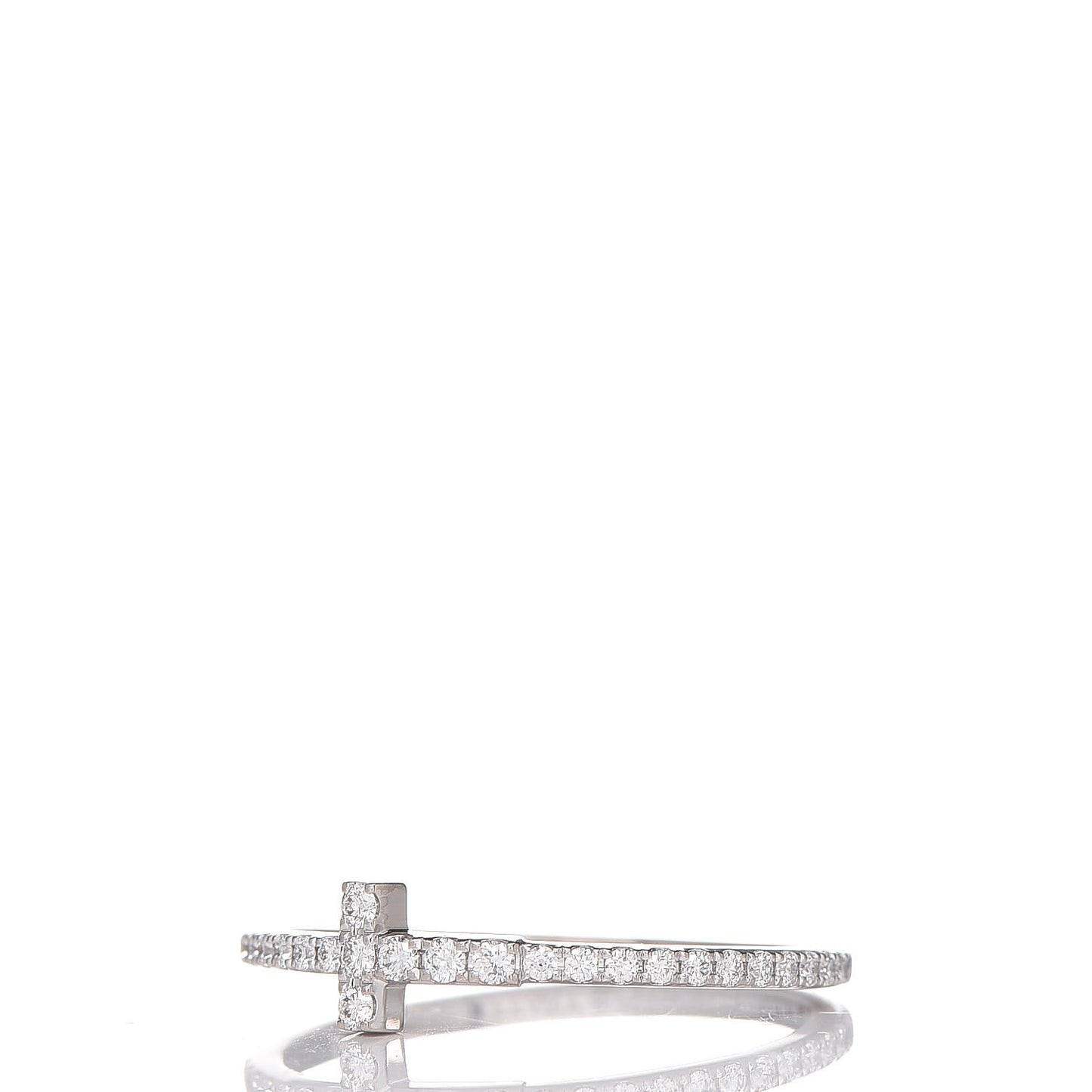 18K White Gold Diamond T Wire Pave Ring 52 6