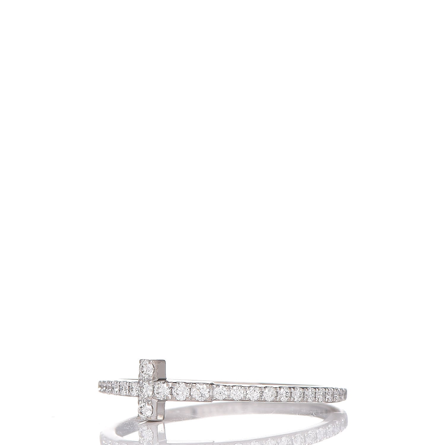Tiffany 18K White Gold Diamond T Wire Pave Ring 52 6 3 of 8