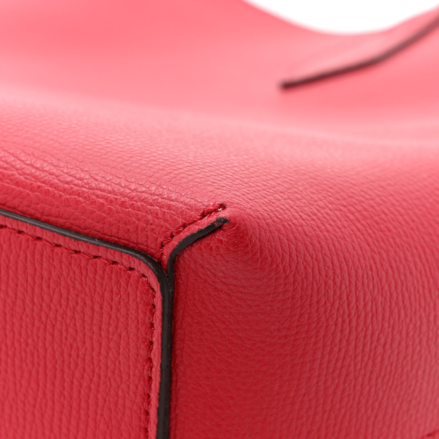 Grainy Calfskin Haymarket Check Medium Reversible Tote Red