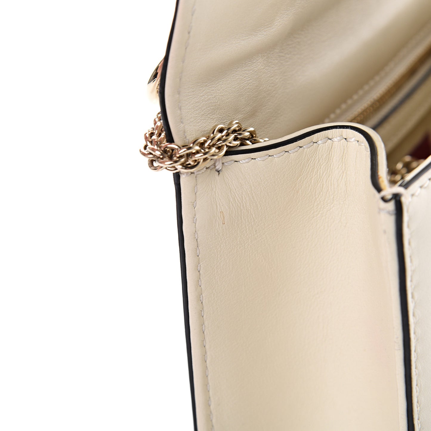 Vitello Small Glam Lock Rockstud Flap Ivory