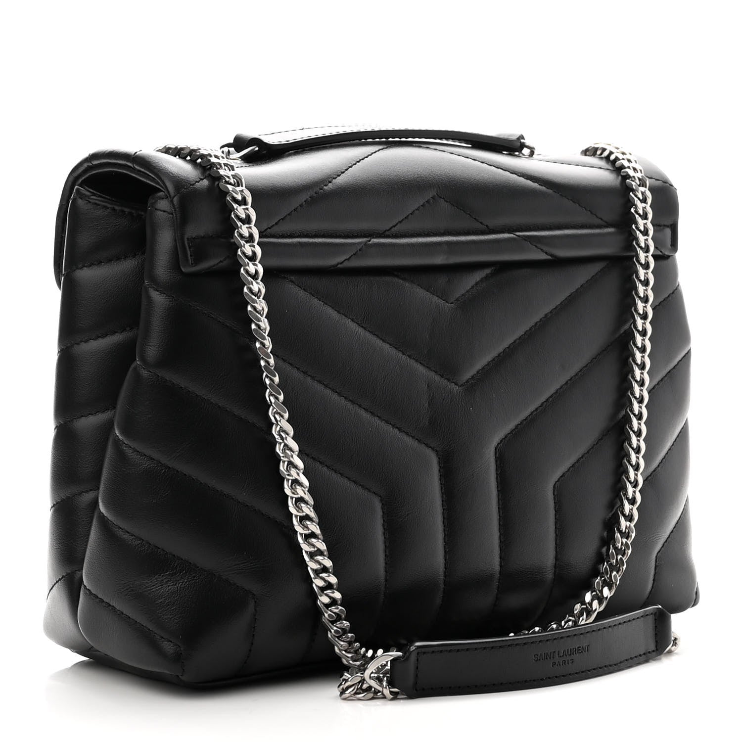 Saint Laurent Calfskin Y Quilted Monogram Small Loulou Chain Satchel Black 3 of 10