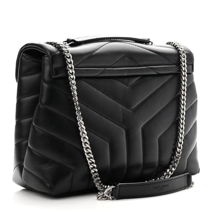 Saint Laurent Calfskin Y Quilted Monogram Small Loulou Chain Satchel Black 3 of 10