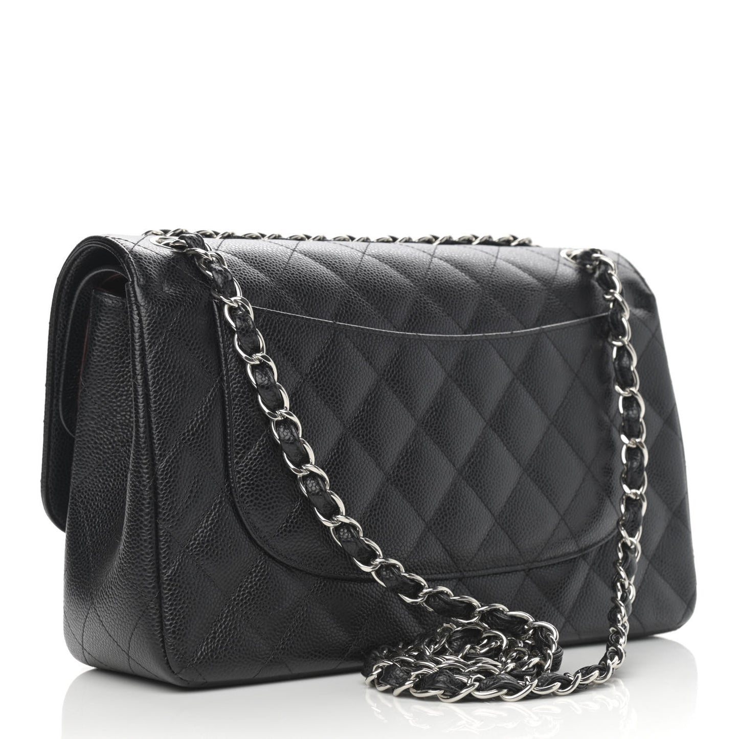 Caviar Quilted Jumbo Double Flap Black