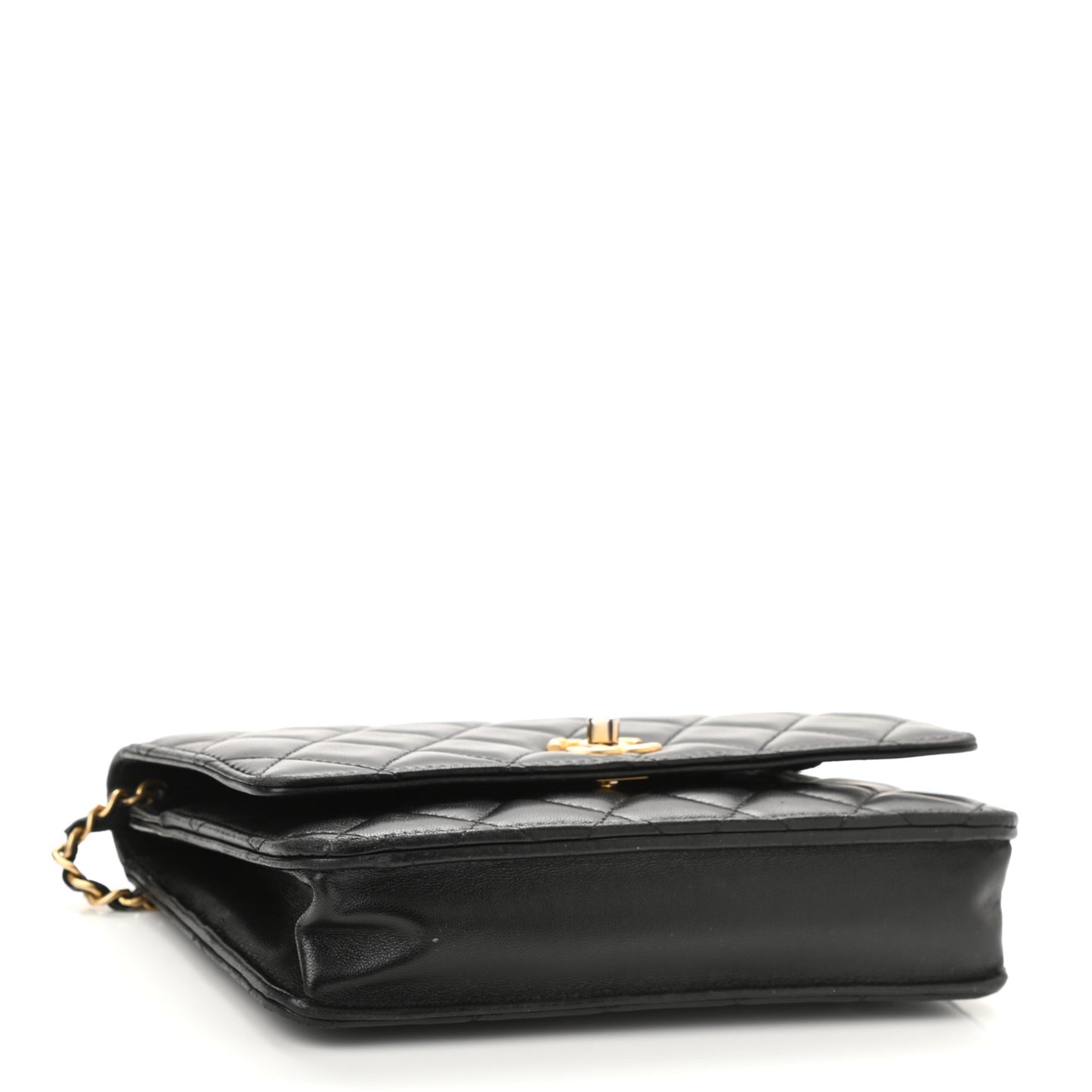 Lambskin Quilted CC Pearl Crush Wallet on Chain WOC Black