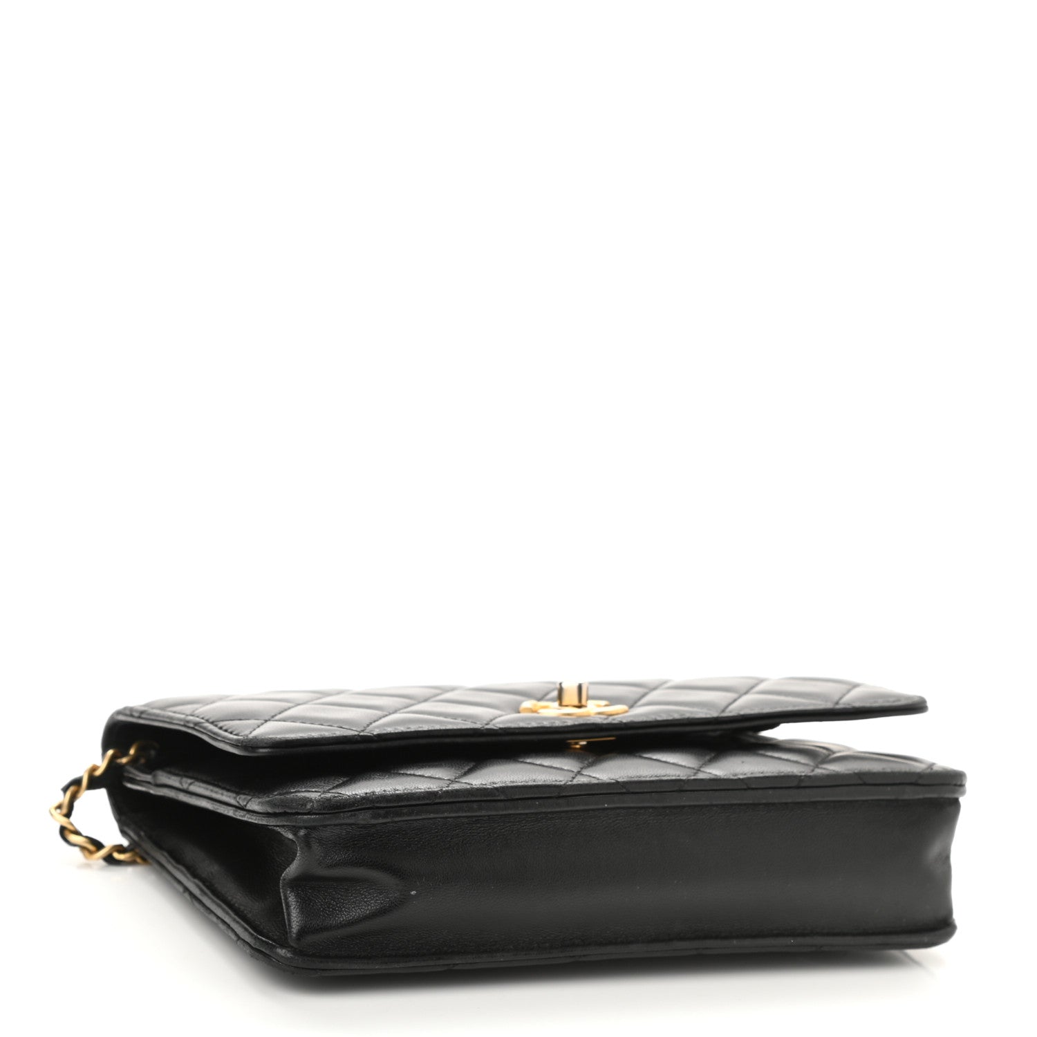 Chanel Lambskin Quilted CC Pearl Crush Wallet on Chain WOC Black 4 of 12