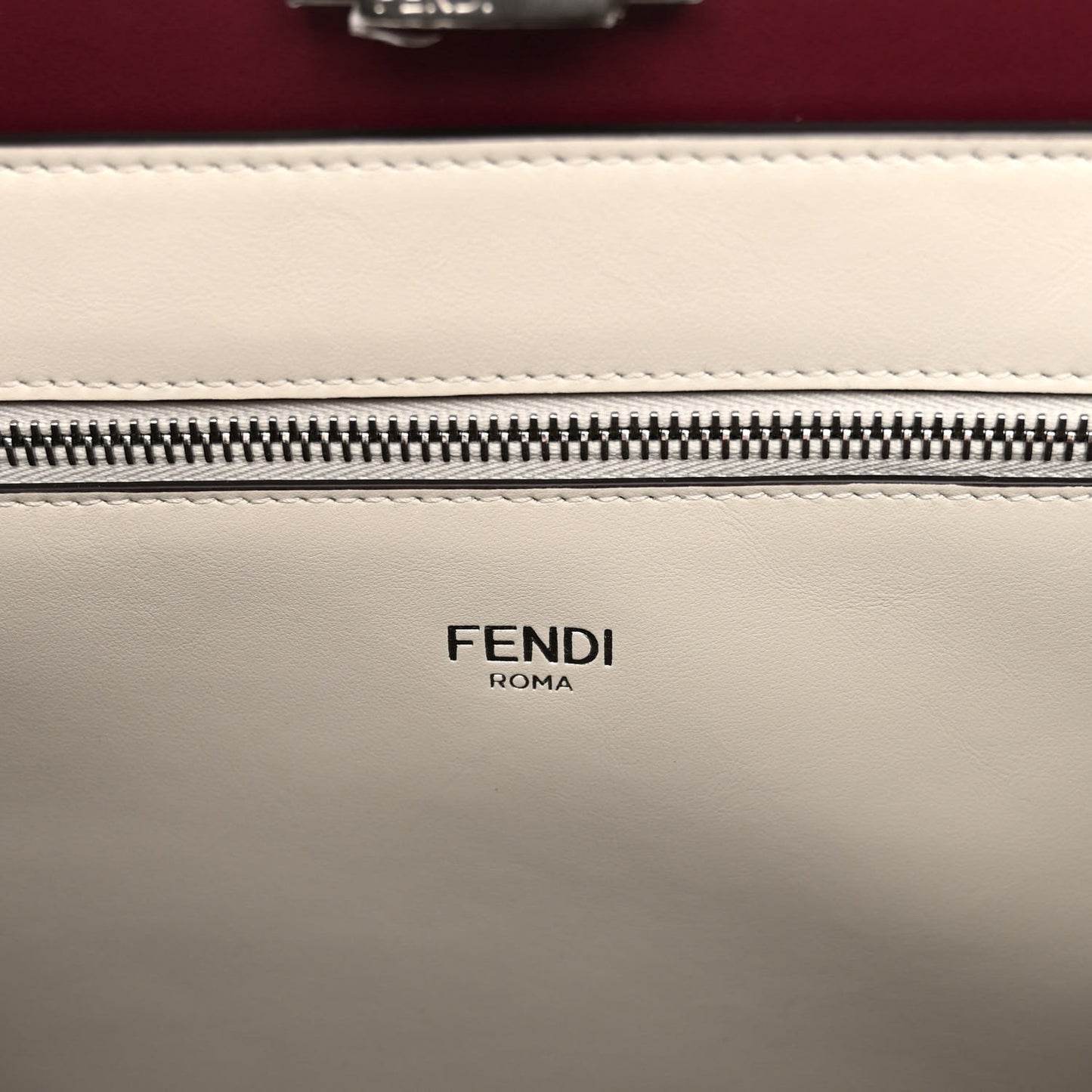 Cuoio Romano Vitello Cover Glazed Fabric Bi-Color FF 1974 Medium Peekaboo I SEE U Satchel Granada Tartufo Burgundy Tobacco Moro