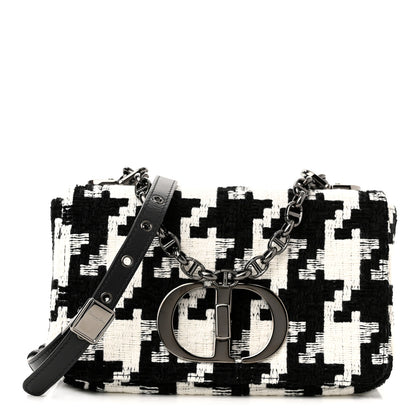Christian Dior Tweed Macro Houndstooth Small Caro Bag Black White 1 of 11