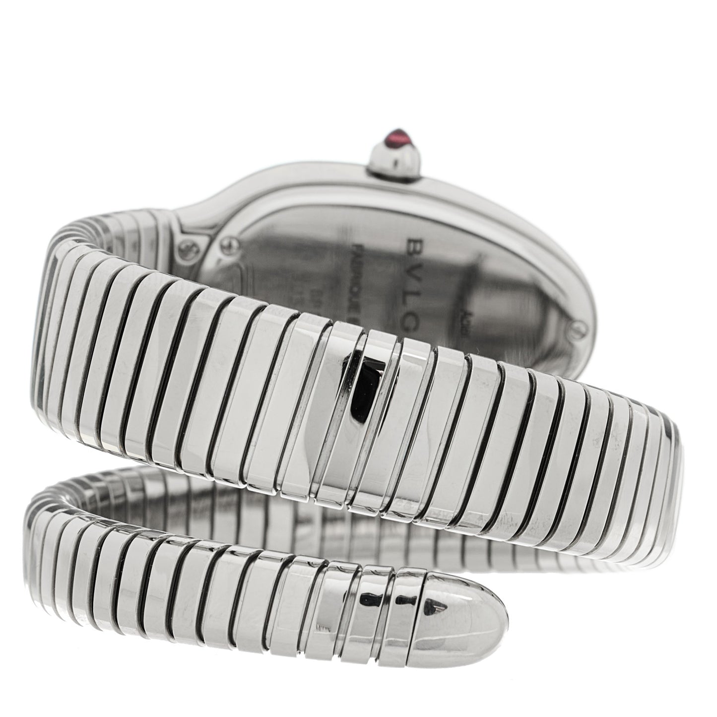 Stainless Steel Diamond Bezel 35mm Serpenti Tubogas Quartz Watch Black