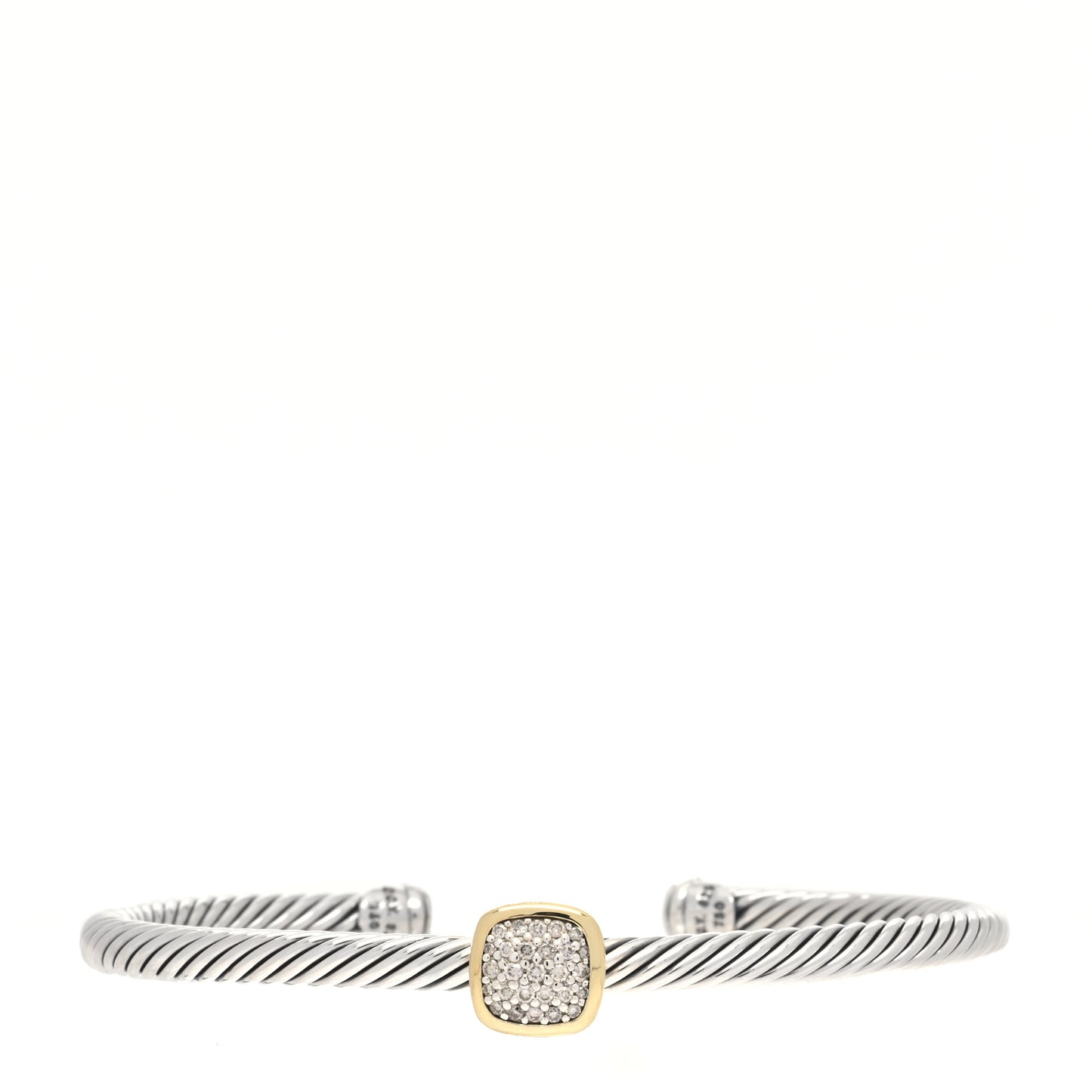 Sterling Silver 18K Yellow Gold Diamond 4mm Cable Classics Station Bracelet
