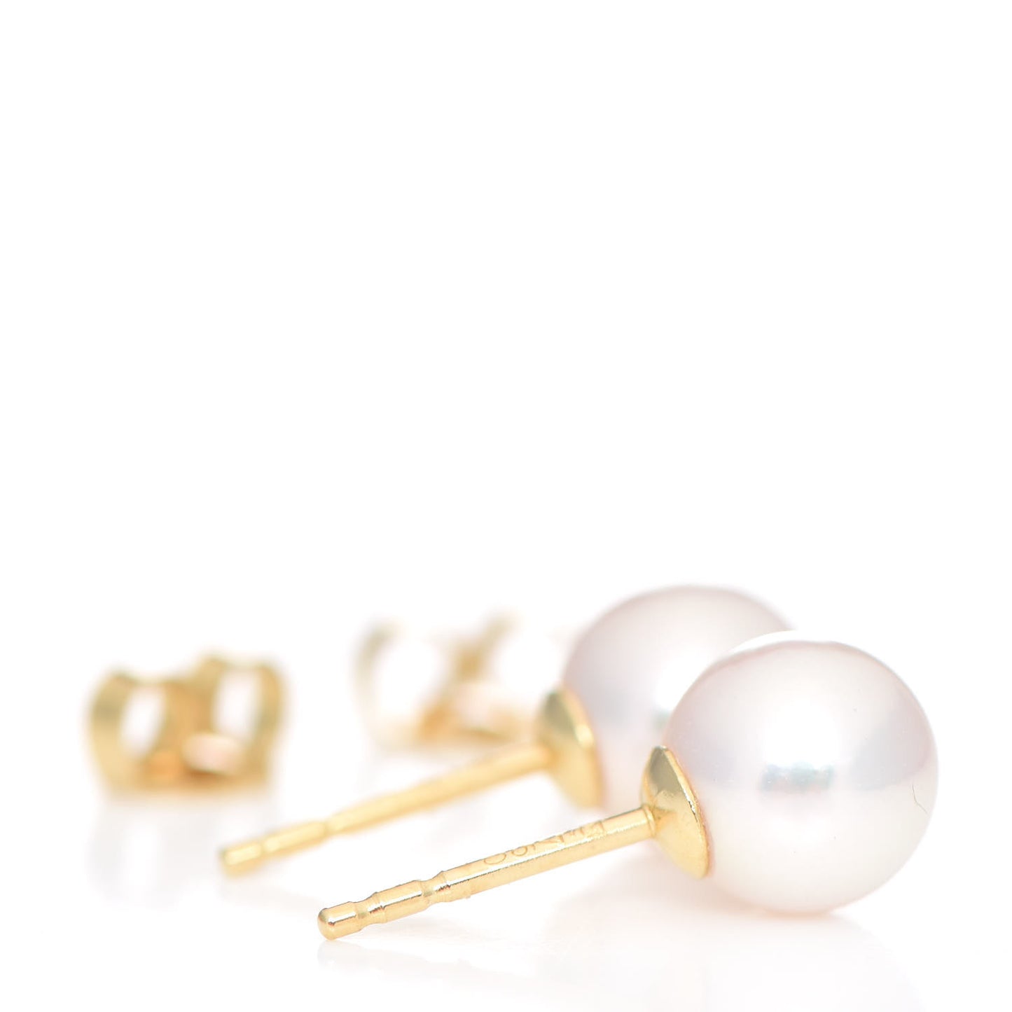 18K Yellow Gold Akoya Pearl 7-7.5mm Stud Earrings