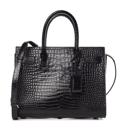 Saint Laurent Calfskin Crocodile Embossed Baby Sac De Jour Black 1 of 10