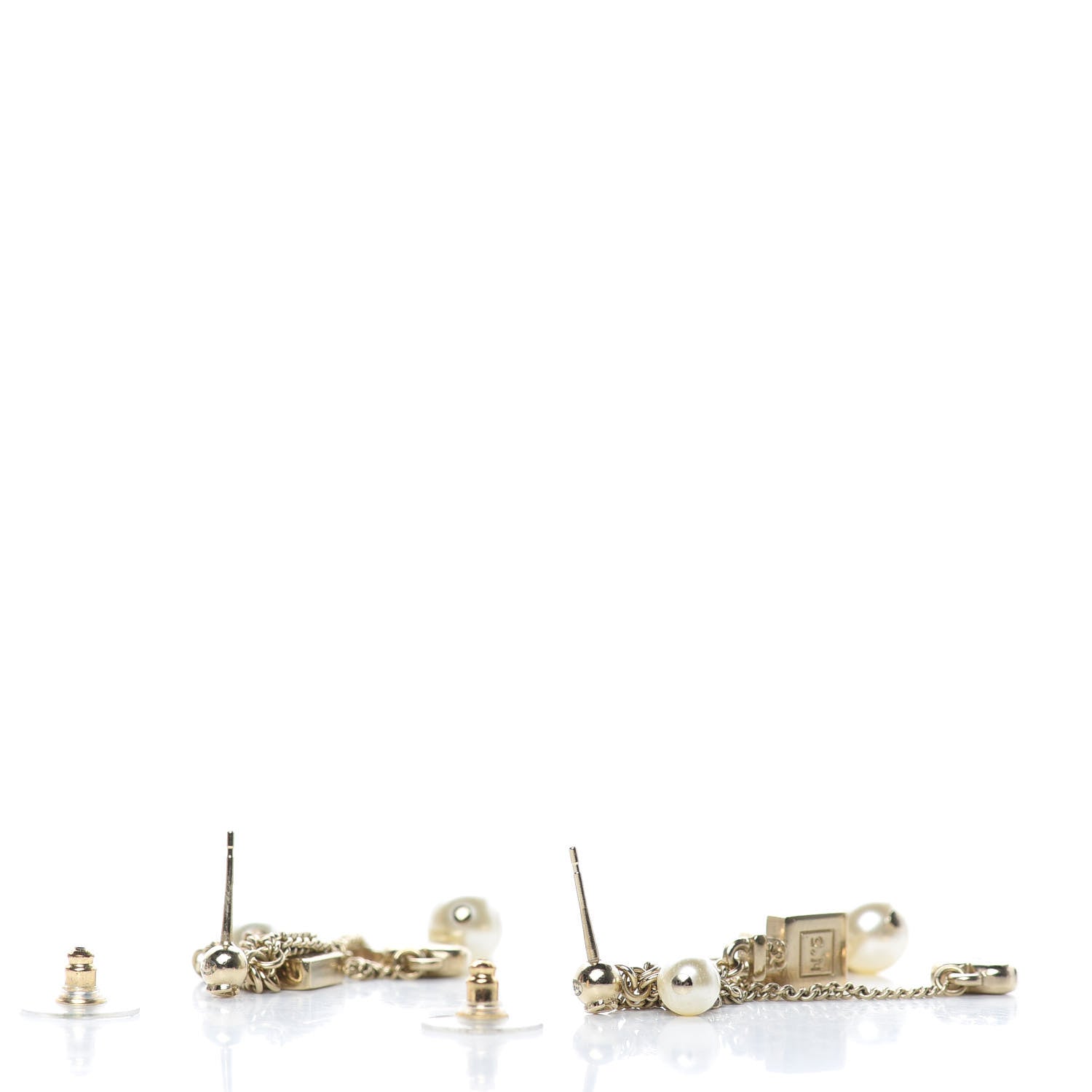 Chanel Pearl CC Charm Drop Earrings Gold 3 of 4