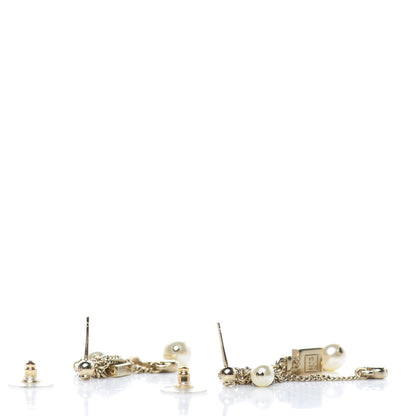 Chanel Pearl CC Charm Drop Earrings Gold 3 of 4