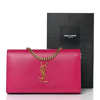 Saint Laurent Grain De Poudre Monogram Chain Wallet Bubblegum 10 of 10