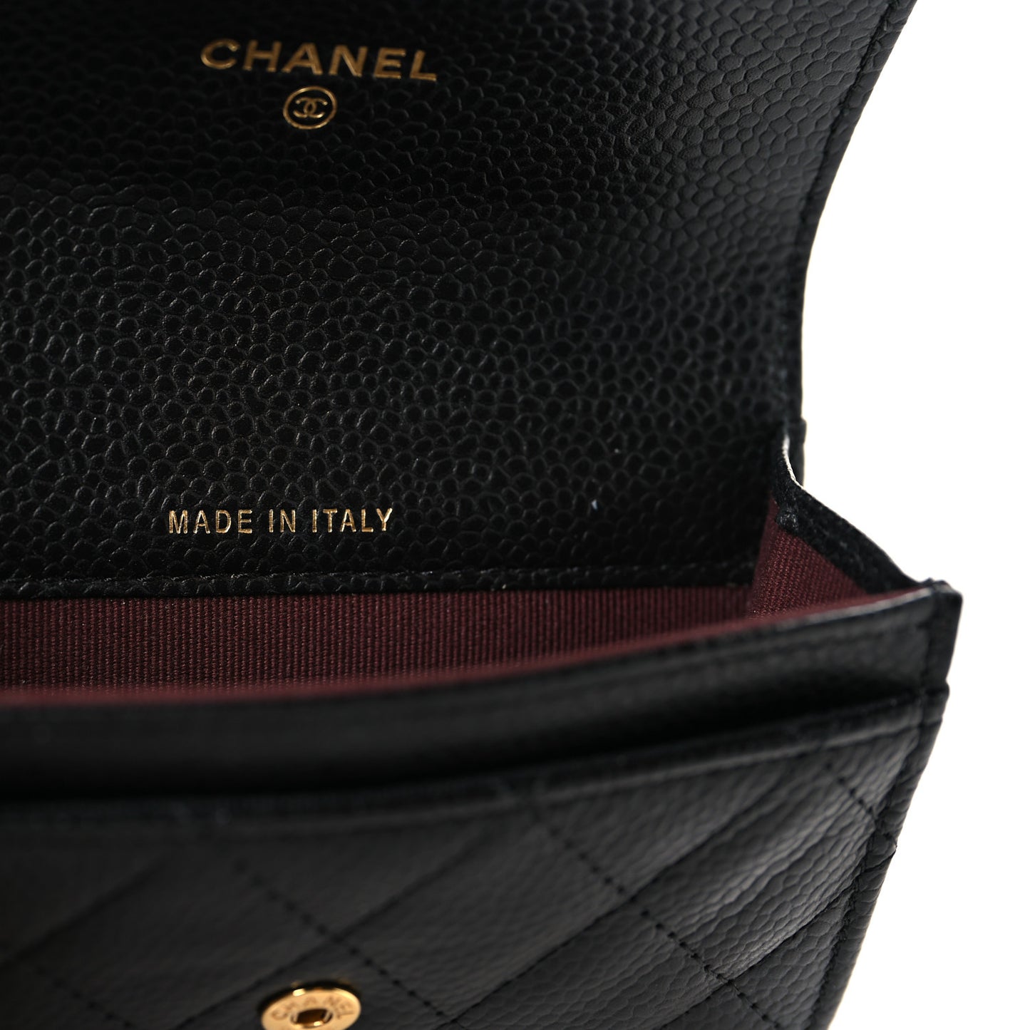 Caviar Quilted Flap Card Holder Wallet Black