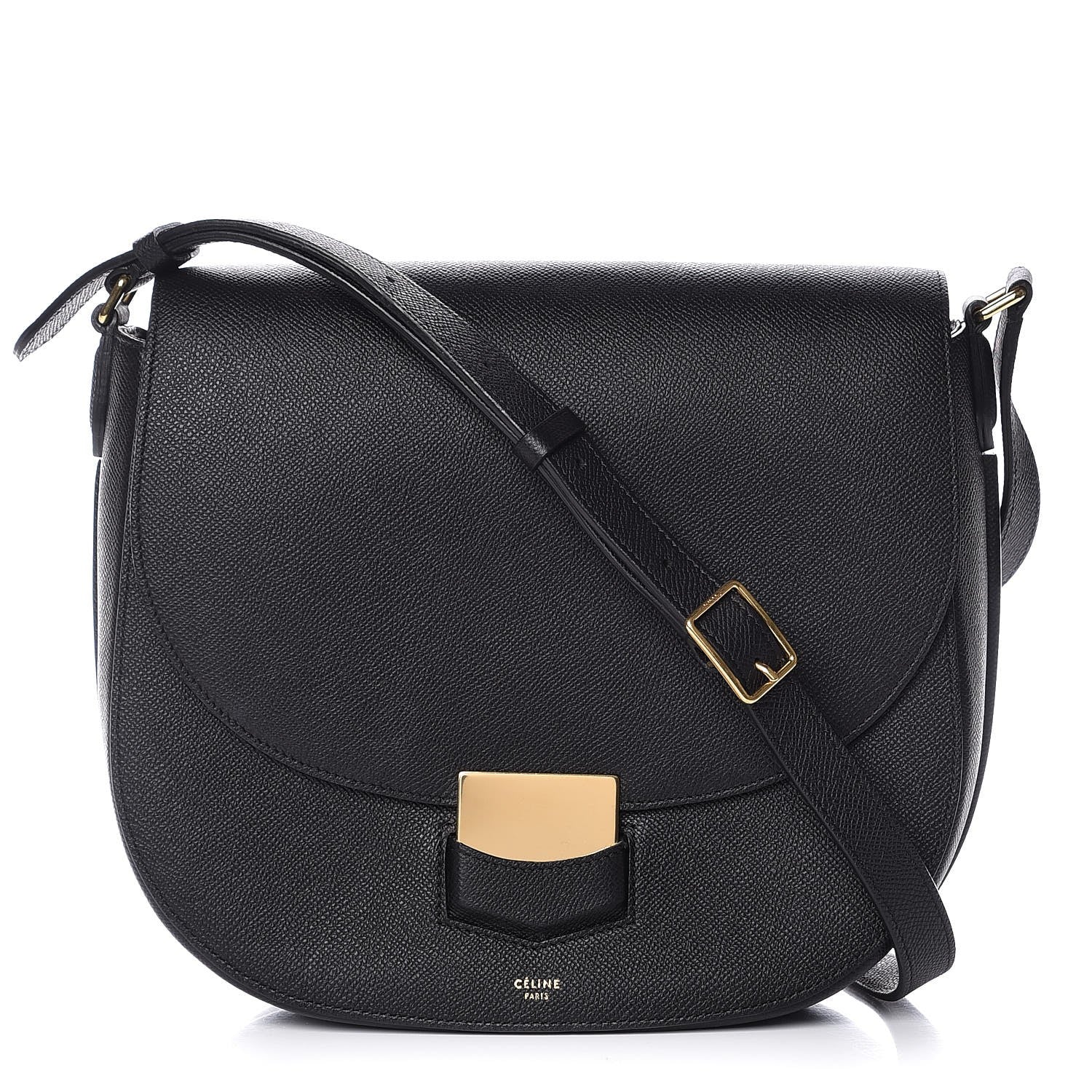 Celine Grained Calfskin Medium Trotteur Black 1 of 7