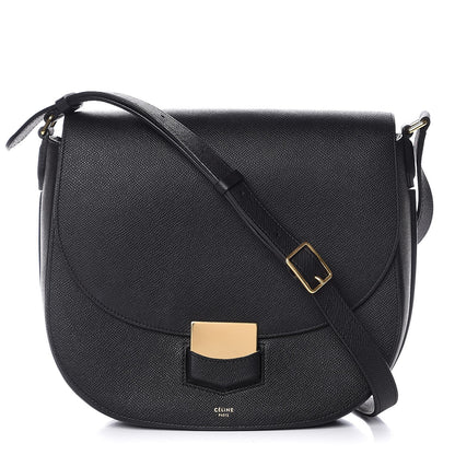 Celine Grained Calfskin Medium Trotteur Black 1 of 7