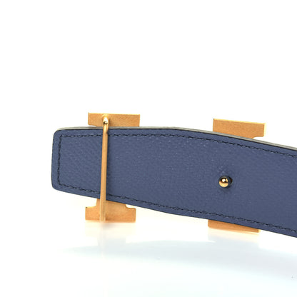 Hermes Epsom 32mm H Belt 85 Etoupe Bleu Mykonos Etoupe 7 of 9