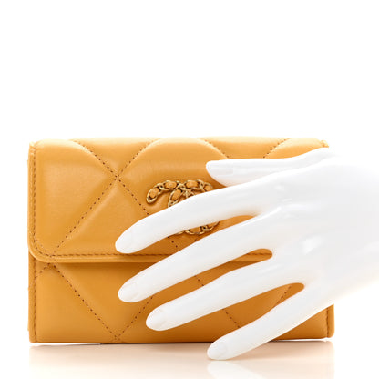Chanel Lambskin Quilted Chanel 19 Flap Card Holder Yellow 2 of 9