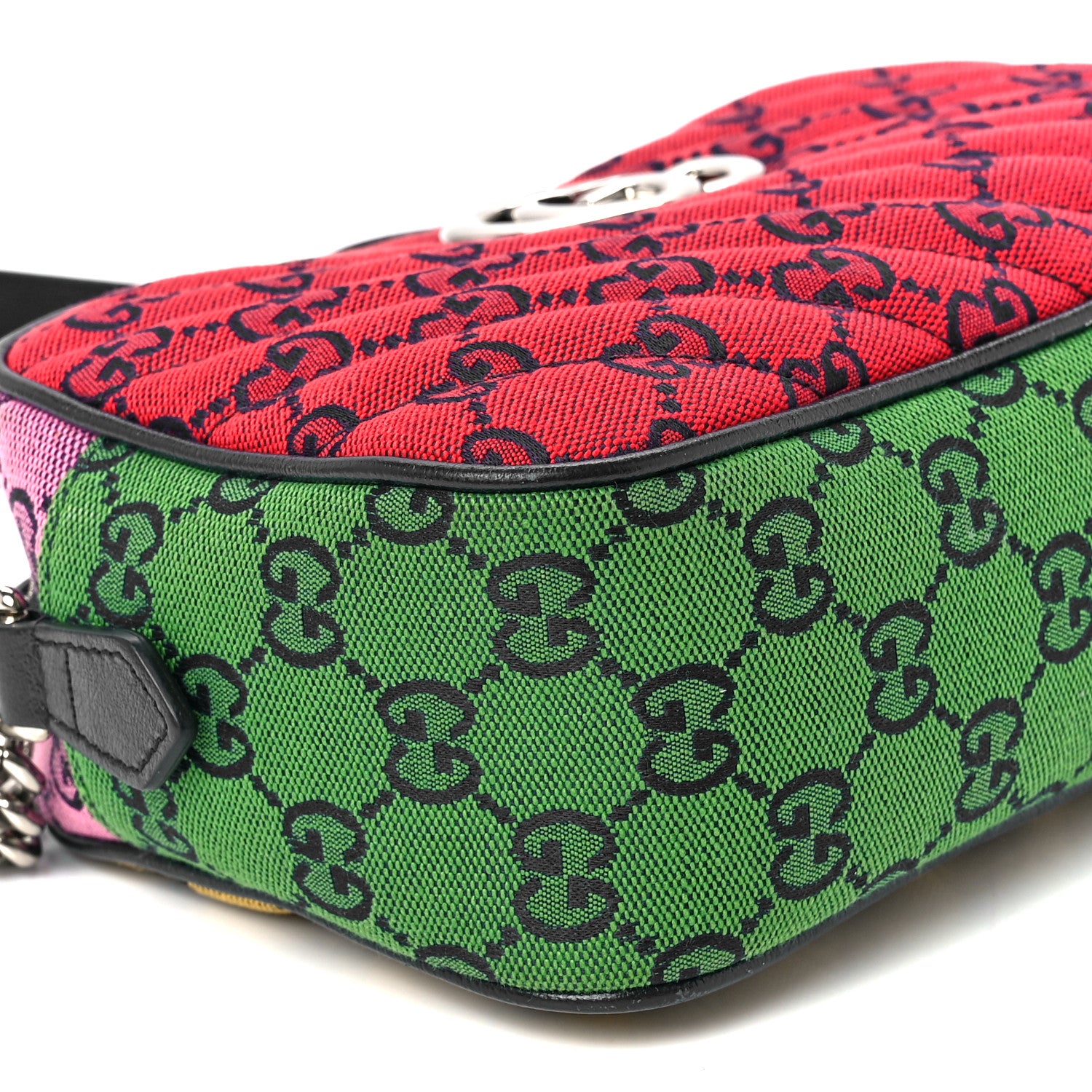 Gucci Monogram Multicolor Matelasse Diagonal Small GG Marmont Chain Shoulder Bag Red Blue Yellow Green Pink 10 of 11