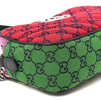 Gucci Monogram Multicolor Matelasse Diagonal Small GG Marmont Chain Shoulder Bag Red Blue Yellow Green Pink 10 of 11