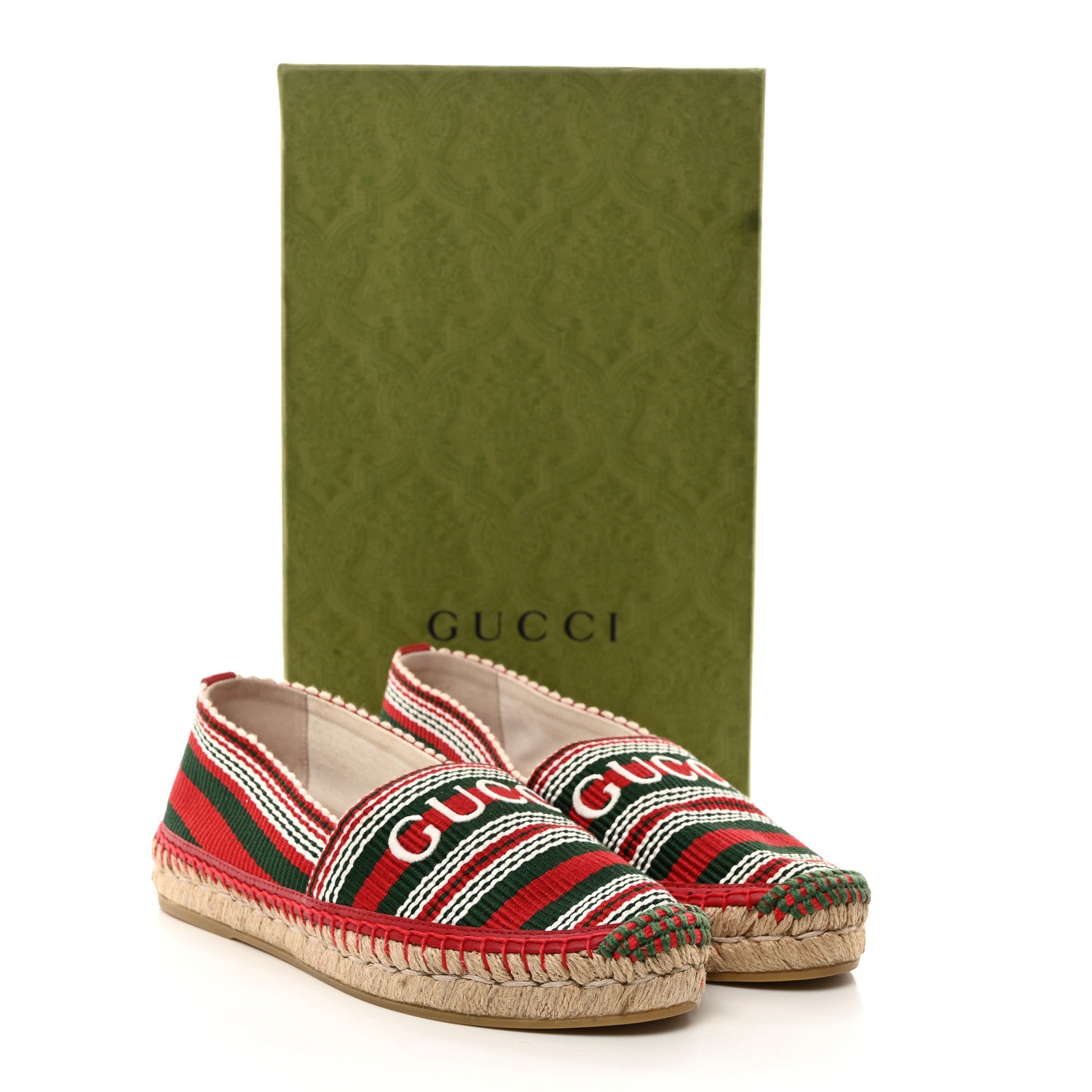 Gucci Canvas Stripe Sabela Womens Espadrilles 36 Red Green 9 of 9
