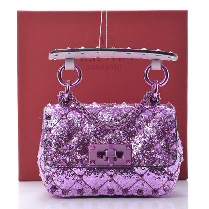 Valentino Garavani Glitter Micro Rockstud Spike Shoulder Bag Water Lilac 10 of 10
