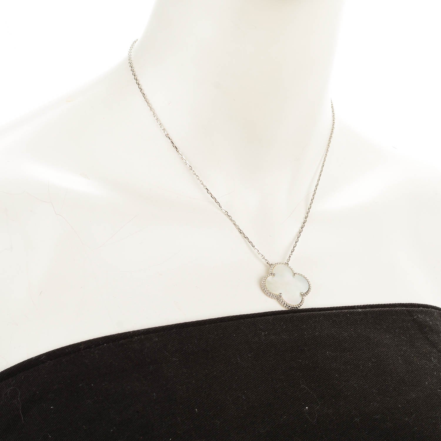 Van Cleef & Arpels 18K White Gold Mother of Pearl Magic Alhambra Pendant Necklace 2 of 7